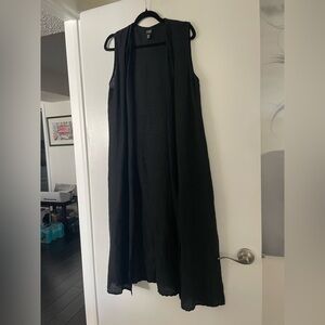 Eileen Fisher Black linen tunic. Open front. One size